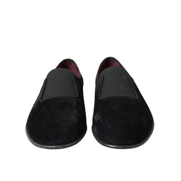 Dolce & Gabbana Black RUNWAY Velour AMALFI Loafers Men's Shoes